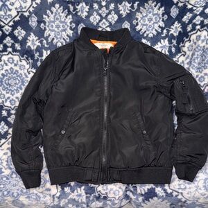 H&M Kids size 6/7 Black Bomber Jacket with Orange Lining. New! Warm with pockets